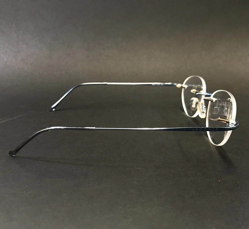 Armações de óculos Lacoste 8024 F1219 metal azul sem aro oval 52-15-135 - Imagem 3 de 4