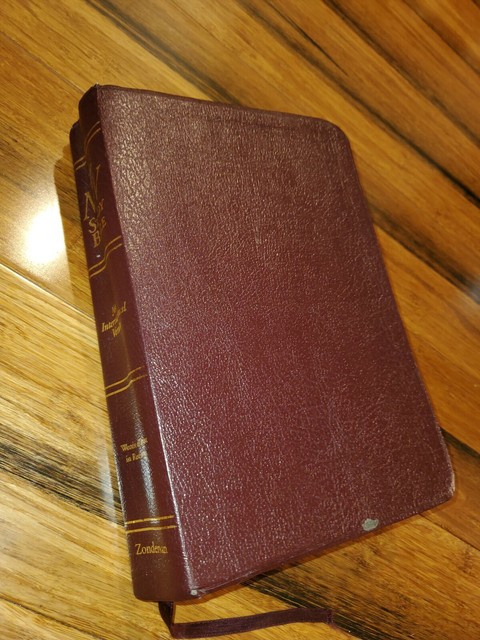NIV Study Bible Zondervan Bonded Leather Red Letter 1995 Burgundy EBay