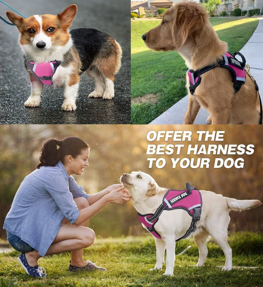 Dog Harness,No-Pull Service Dog Harness with Handle,Adjustable Comfort Pet Dog V