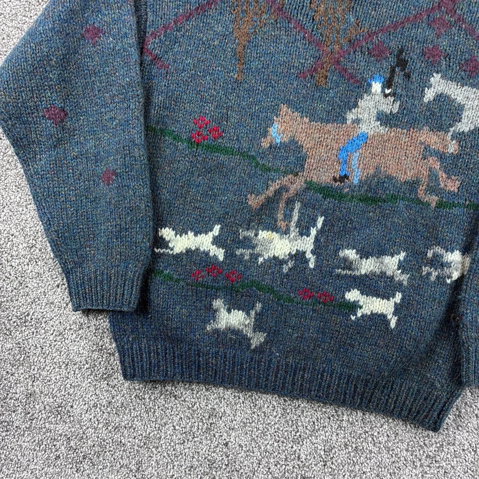 Vintage The Eagle's Eye Sweater Womens M Blue The Hunt Hand Knit Shetland Wool - Image 3 of 4