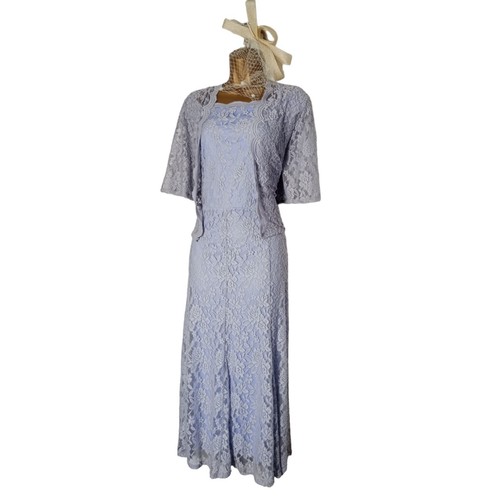 New NIGHTINGALES Mother of the bride size 18 blue lace dres jacket fascinator UK - Picture 10 of 18