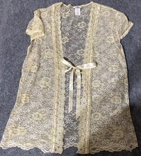 CDW Robe Womens Large Lace Vintage Creative Design Works Embroidered Ribbon