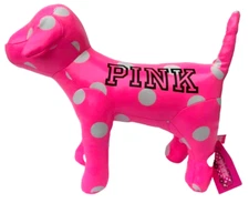 HTF VICTORIAS SECRET PINK LIMITED EDITION 13" BUS TAG POLKA DOT DOG HOLIDAY 2017