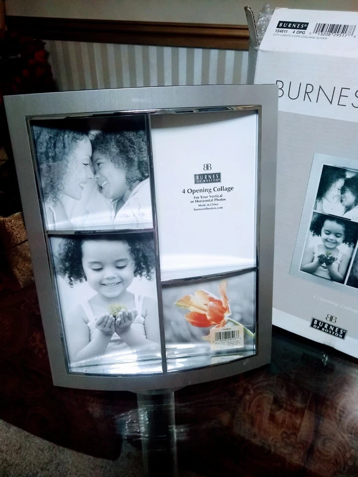 2 BURNES OF BOSTON 4 OPENING COLLAGE SILVER TONE 11" X 9" PHOTO PICTURE FRAMES - Image 4 of 4