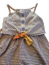 Jona Michelle Girls Dress Size 8 Striped Sleeveless Buttons Bow Tie Back