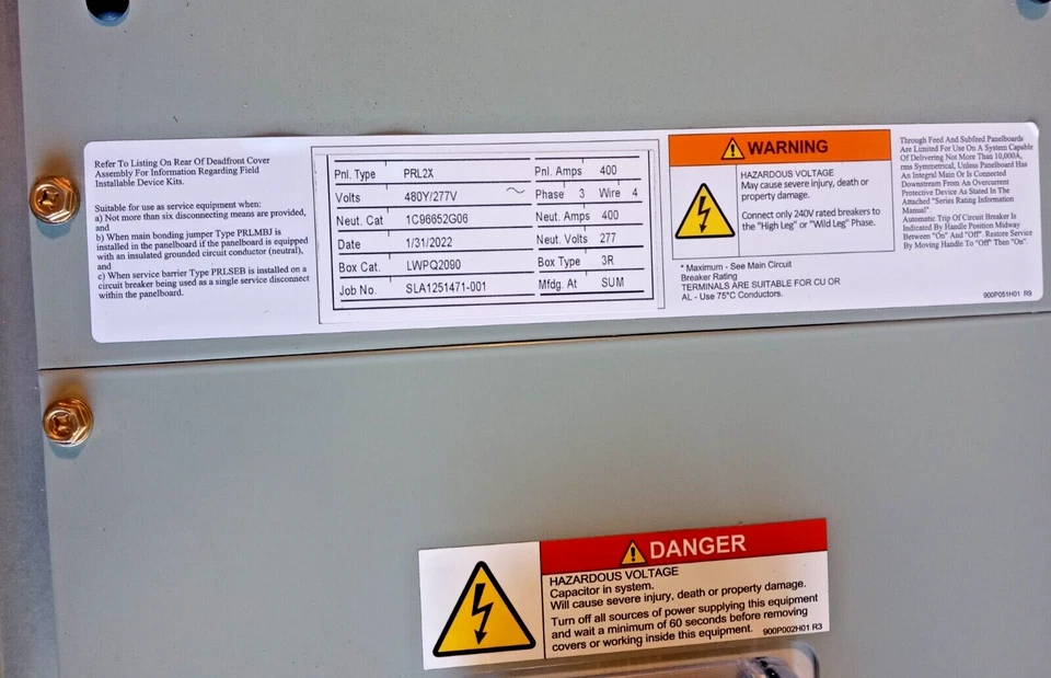 EATON PRL2X 400A PB Interior, Main Breaker 30CKT 480/277V 3P4W NEMA 1 90" w/ SPD - Image 4 of 4