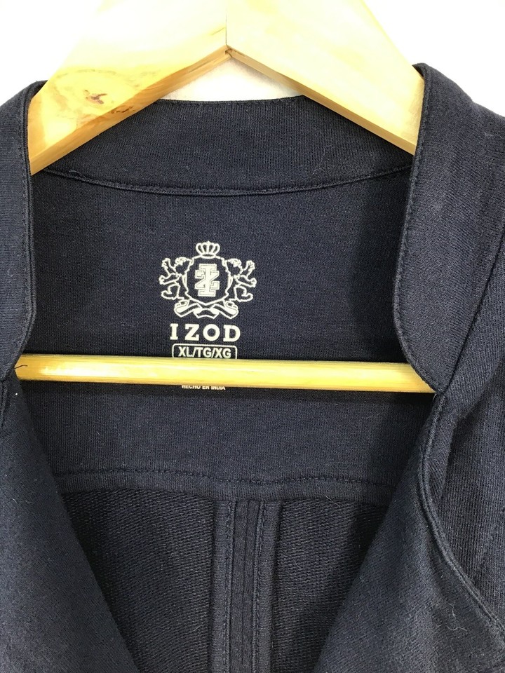 Izod Women’s XL Navy Blue Military Style Blazer Jacket Cotton Button