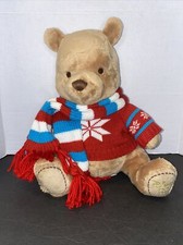 Disney Store 2008 Winnie The Pooh Bear Stuffed Plush Winter Sweater And Scarf