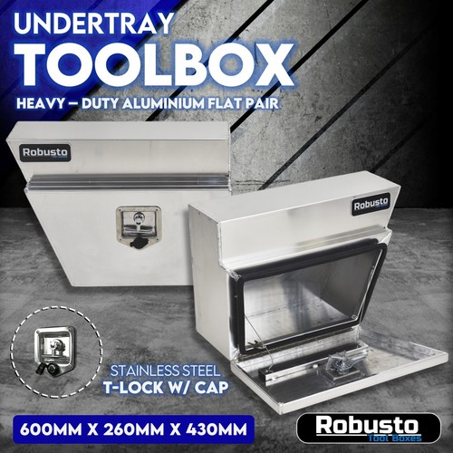 Pair of Under Tray Undertray Tool Box Aluminium Alloy Underbody Toolbox