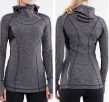 Lululemon Run: Back On Track Pullover Gray Black Hooded Sz 6
