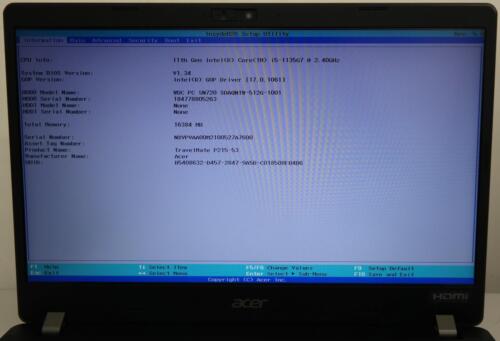 Acer TravelMate P215-53 i5-1135G7 2.40GHz 16GB RAM 512GB SSD 15.6-in FHD NO OS ! - Picture 3 of 9
