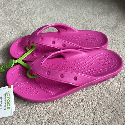 CROCS Unisex W7 M5 Iconic Crocs Classic Flip Flop Sandals Pink 207713-6UB  NWT | eBay