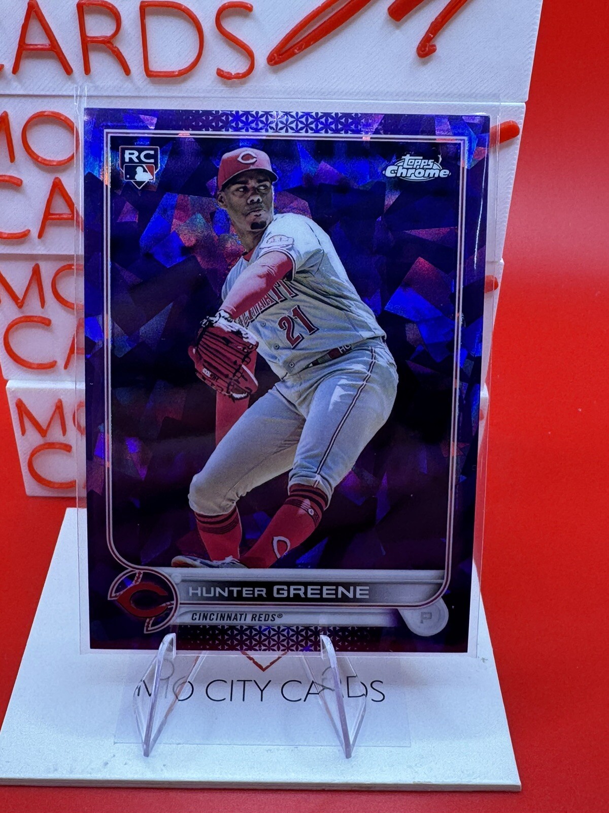 2022 Topps Chrome Sapphire Hunter Greene Purple Sapphire RC /10 Reds 549