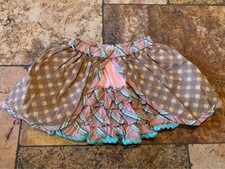 Matilda Jane Size 4 Pecan Sandy Skirt Happy And Free Ric Rac Ruffle Brown Pink