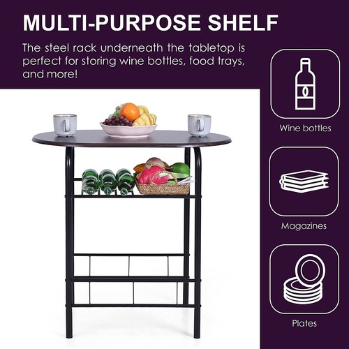 3-Piece Round Table and Chair Set for Kitchen Dining Room Bar Breakfast - Picture 7 of 14