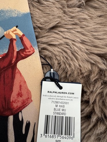 Corbata de cuello de crepé con estampado de golf de seda Polo Ralph Lauren hecha a mano en Italia azul rara - Imagen 8 de 13