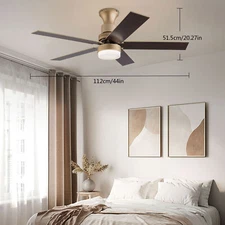 44inch LED Retractable Blades Ceiling Fan Lamp with Remote Control 3 Light Modes