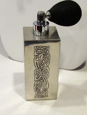 Unique Vintage Perfume Atomizer Scottish Piper Celtic Knot Pewter bottle 4 1/4 ''