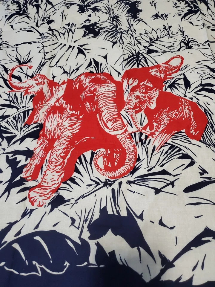 VTG HTF Cranston Schwartz Liebman Jungle Elephant Fabric 48" x 44" Tropical - Image 2 of 4