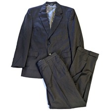 Jos A Bank Mens 2-Piece Suit  Trousers 42R 36W Pinstripe Wool Gordon Pleated