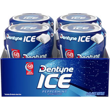Dentyne Ice Peppermint Sugar Free Gum, 4 Bottles of 60 Pieces 240 Total Pieces 