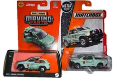 Lot Of 2 Matchbox Forest Ranger Dodge Ram 1500 & Jeep Grand Cherokee Moving Part