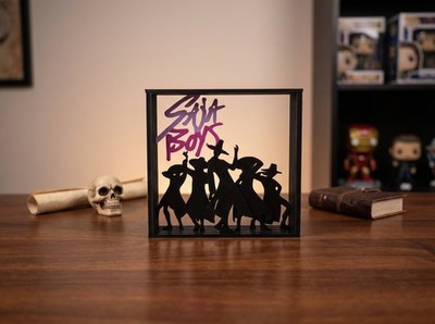 Graffiti Style Silhouette Scene 3D Printed Layered Art Shadow Box Desk Decor