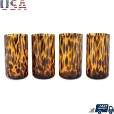 Tortoise Glasses Set of 4 Elegant Durable Dishwasher Safe Cocktail Drinkware New