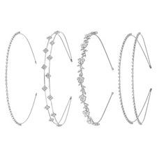 Giantree 4 Pieces Rhinestone Headbands for Women - Silver - Bridal Headband
