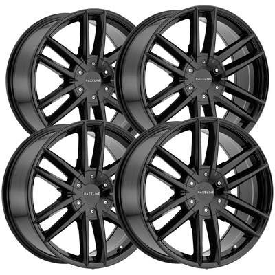 (4) Raceline 158B Impulse 18x8 6x120/6x132 +35 Gloss Black Wheels Rims 18'' Inch