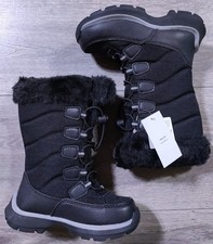 Lands End Boots Little Girls Size 9 Black Insulated Winter Snow Shoes Kids