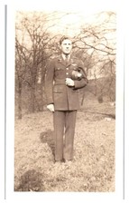 Black White Photograph 1940's Era WWII Soldier in Uniform Original Photo