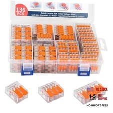 136Pcs Lever Wire Connectors, Compact Quick Splice Nuts Electrical 136pcs
