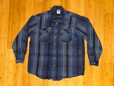 VTG Carhartt Blue Plaid Flannel Work Shirt Men's Missing Size Outdoor Rugged