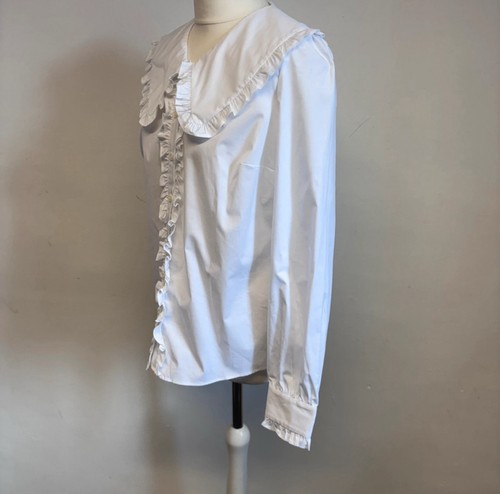 Boden Statement Collar Blouse Size 10 White Scandi Cotton Stretch New With Tags - Picture 5 of 11