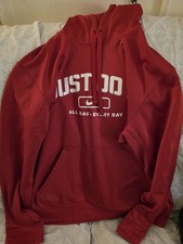 Nike Therma-FIT Hoodie Mens Red Just Do It Graphic Performance Sweatshirt L
