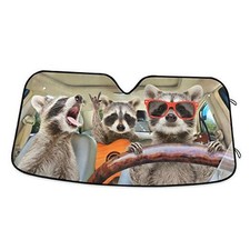 Three Funny Raccoon Front Windshield Sun Shade for SUV Trucks Car, Pattern3