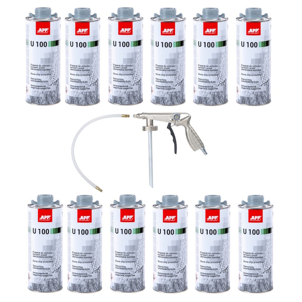 Kit anti-gravillon gris de 12 cartouches et pistolet pour rénovation complète du châssis