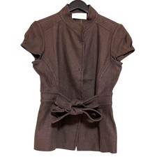 VALENTINO ROMA Short-Sleeve Puff-Sleeve Jacket, Size 42, Brown Women USED