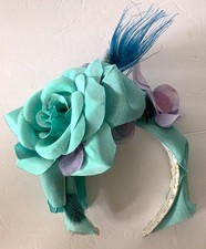 Womens Custom ROSE  HYDRANGEA Headband FASCINATOR Aqua Purple HEADPIECE Floral
