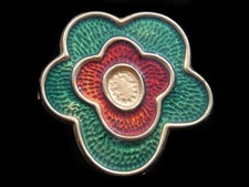 RL07103 VINTAGE 1970s  FLOWERS  ART FASHION GOLDTONE BELT BUCKLE