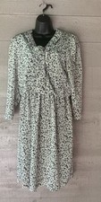 VTG 80s Womens Dress Cottagecore Grannycore Midi Long Sleeves Floral Print