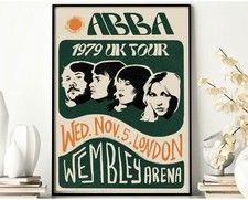 ABBA 1979 UK Tour Wembley Arena Concert Poster Vintage Music Wall Art 24x36