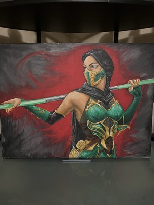 Jade Mortal Kombat Acrylic Painting 18x24