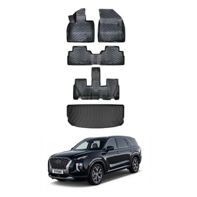Fußmatten & Laderaumwanne Set für Hyundai Palisade 2020-2026 7-Sitzer TPE
