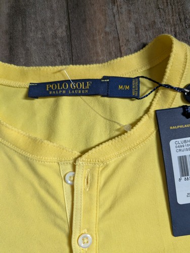 Polo Golf Ralph Lauren Manica Lunga Henley Camicia Uomo Taglia Media Giallo Nuova con etichette - Foto 3 di 7