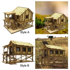 3D Wooden Puzzle 1/72 Wooden Cabin for Model Railway War Scene Sand Table