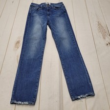 Paige Jacqueline straight jeans high rise dark wash distressed