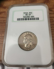 1948 90% silver Washington quarter NGC MS 67