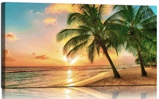 Beach Wall Art Decor for Living Room Ocean Canvas Wall Decor for Home Tropica...